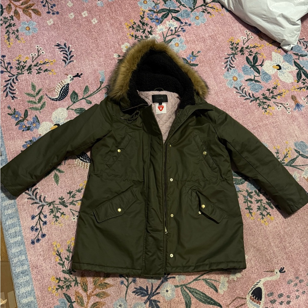 J. Crew XXL - The Perfect Winter Parka Eco-Friendly PrimaLoft Dark Green